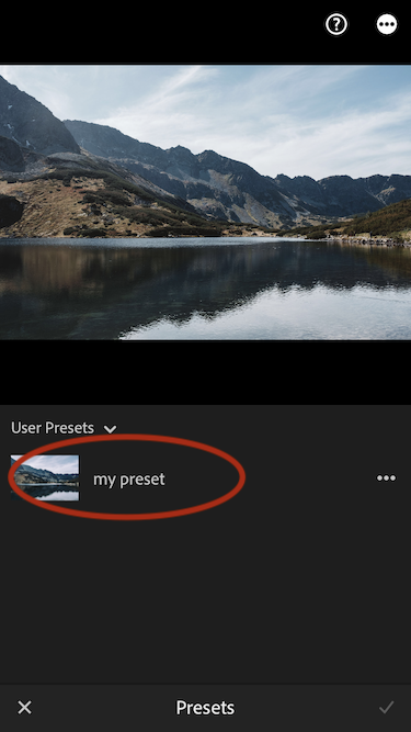 Apply preset